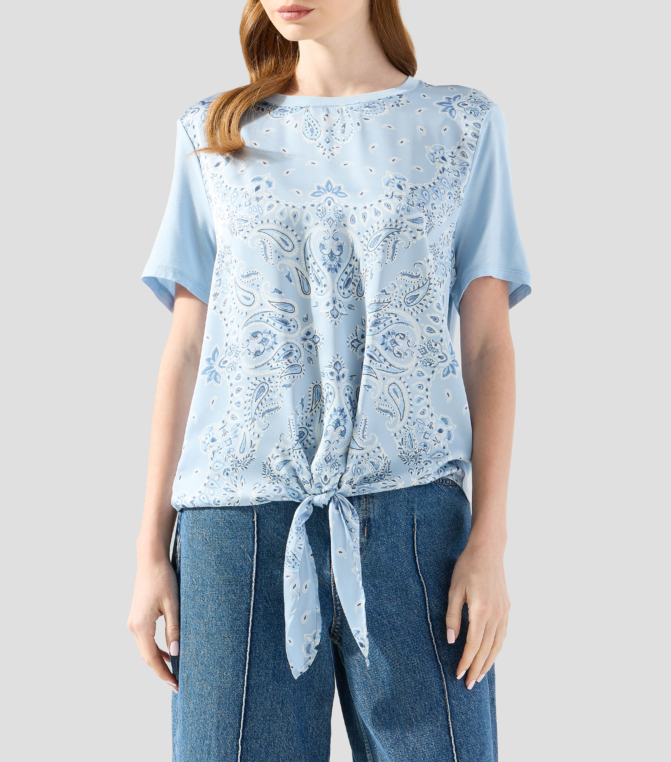Playera cuello redondo manga corta estampada Mujer